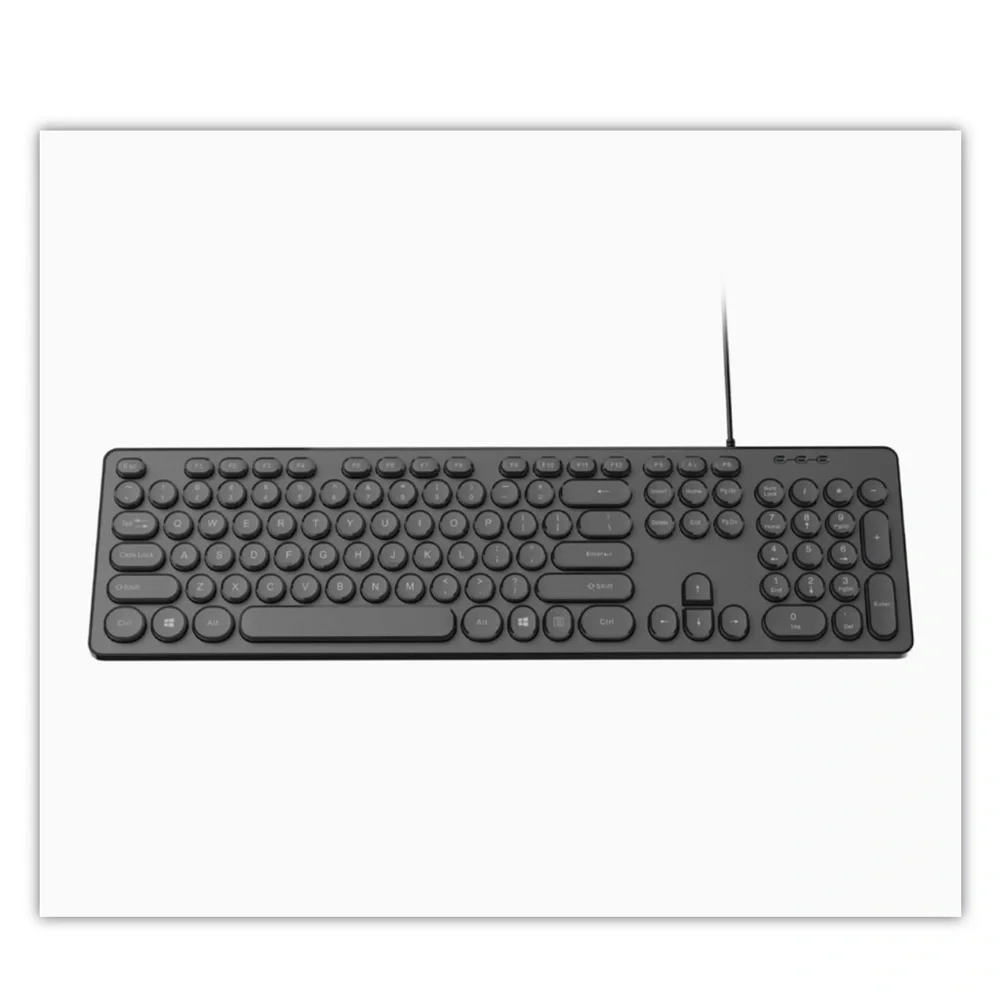 Wired USB Keyboard Low-Profile Full Size Black Foldable Stand Plug & Play Quiet